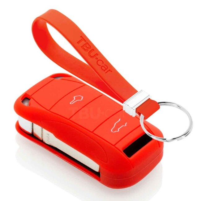 Capa para chave do carro compatível com Porsche - Capa Protetora de Chave Remota de Silicone - Tampa Remota FOB - Vermelho