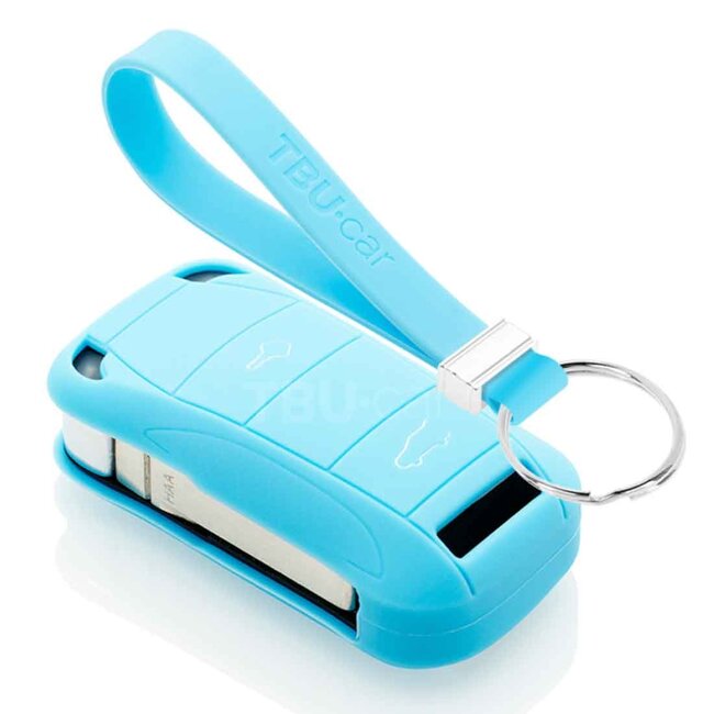 Capa para chave do carro compatível com Porsche - Capa Protetora de Chave Remota de Silicone - Tampa Remota FOB - Azul claro