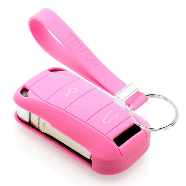 Capa para chave do carro compatível com Porsche - Capa Protetora de Chave Remota de Silicone - Tampa Remota FOB - Rosa