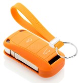 TBU car TBU car Autoschlüssel Hülle kompatibel mit Porsche 2 Tasten - Schutzhülle aus Silikon - Auto Schlüsselhülle Cover in Orange