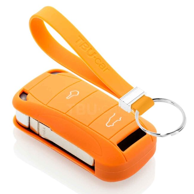 Housse de Protection clé compatible avec Porsche - Coque Cover Housse étui en Silicone - Orange