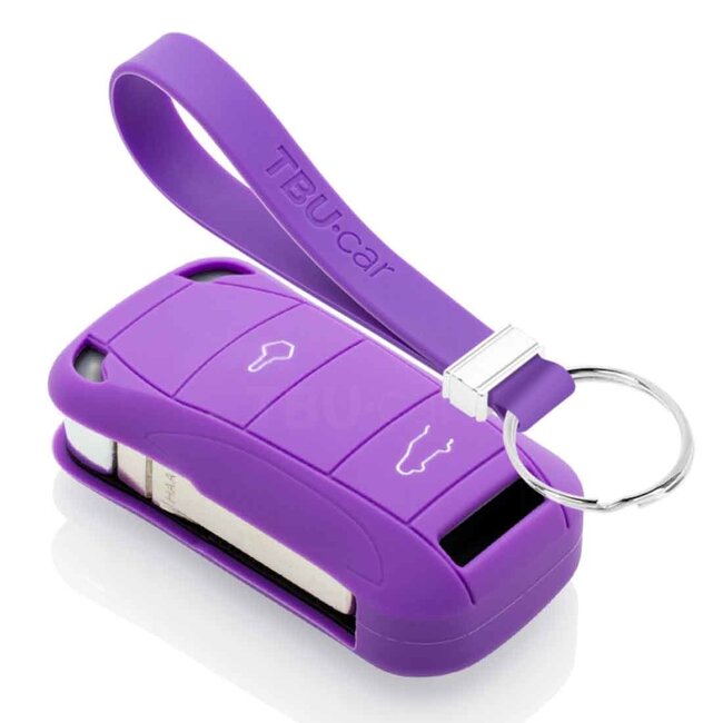 Capa para chave do carro compatível com Porsche - Capa Protetora de Chave Remota de Silicone - Tampa Remota FOB - Roxo
