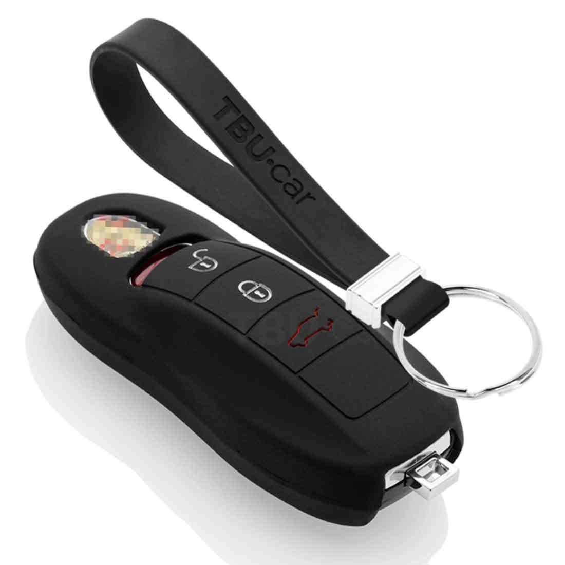 TBU car TBU car Autoschlüssel Hülle kompatibel mit Porsche 3 Tasten (Keyless Entry) - Schutzhülle aus Silikon - Auto Schlüsselhülle Cover in Schwarz