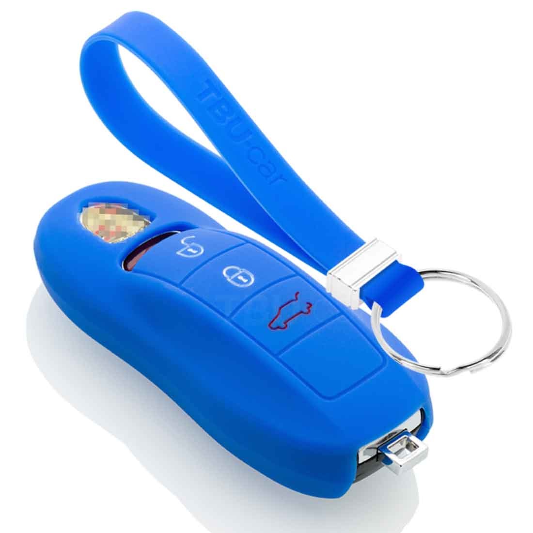 TBU car TBU car Autoschlüssel Hülle kompatibel mit Porsche 3 Tasten (Keyless Entry) - Schutzhülle aus Silikon - Auto Schlüsselhülle Cover in Blau