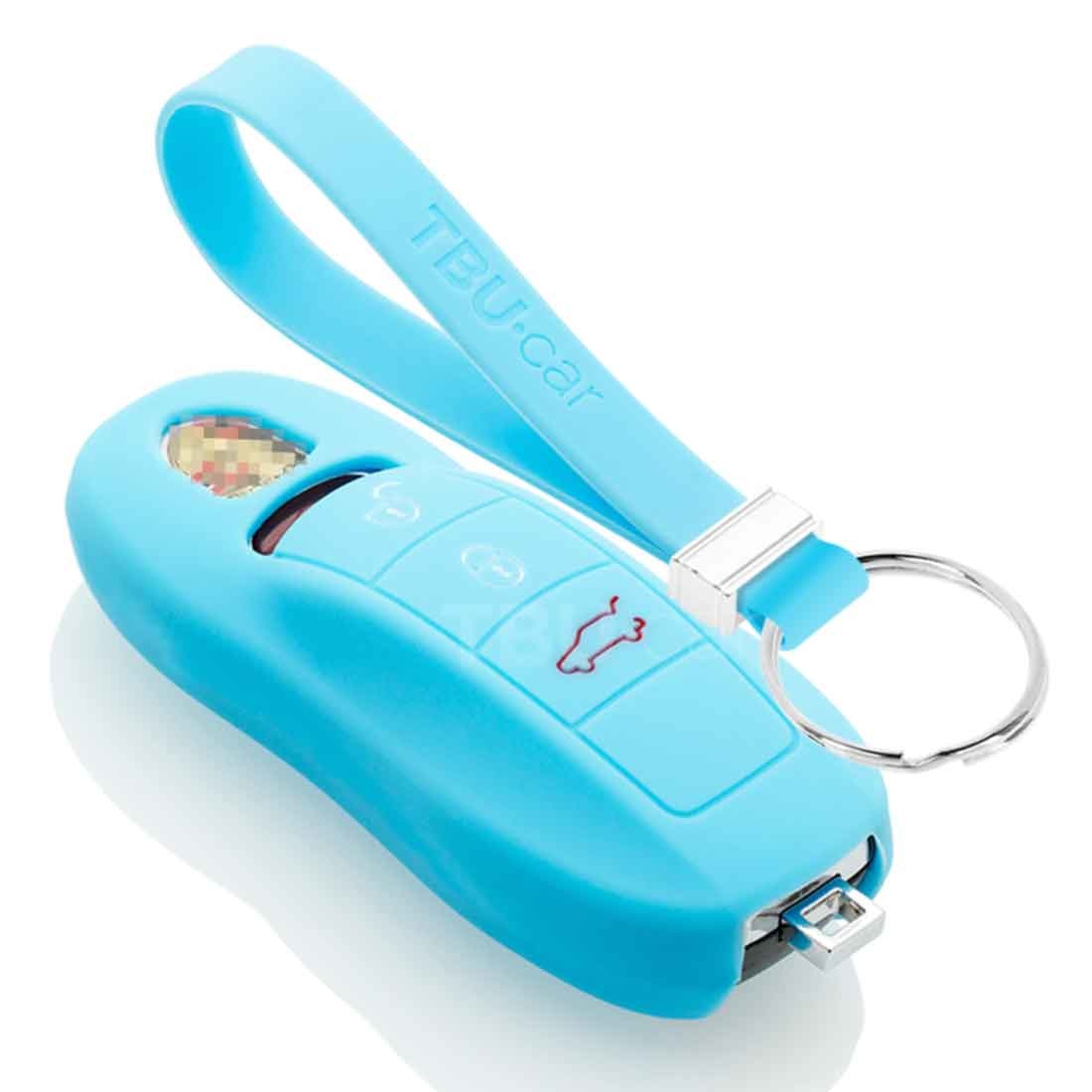 TBU car TBU car Housse de Protection clé compatible avec Porsche - Coque Cover Housse étui en Silicone - Bleu clair