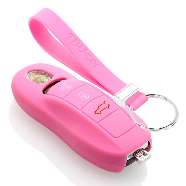 Capa para chave do carro compatível com Porsche - Capa Protetora de Chave Remota de Silicone - Tampa Remota FOB - Rosa