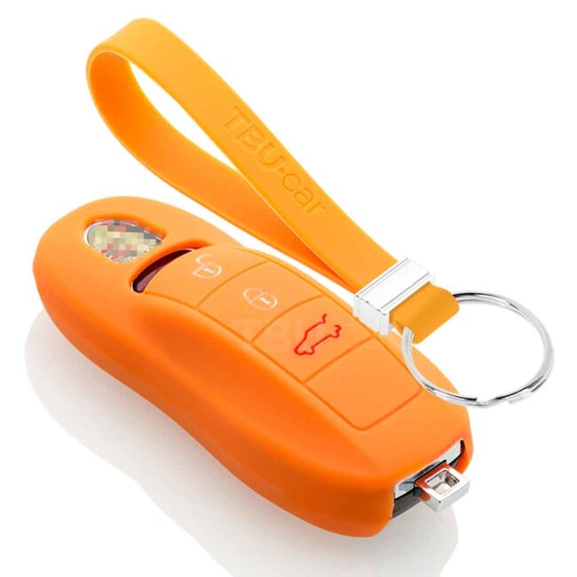 Capa para chave do carro compatível com Porsche - Capa Protetora de Chave Remota de Silicone - Tampa Remota FOB - Laranja