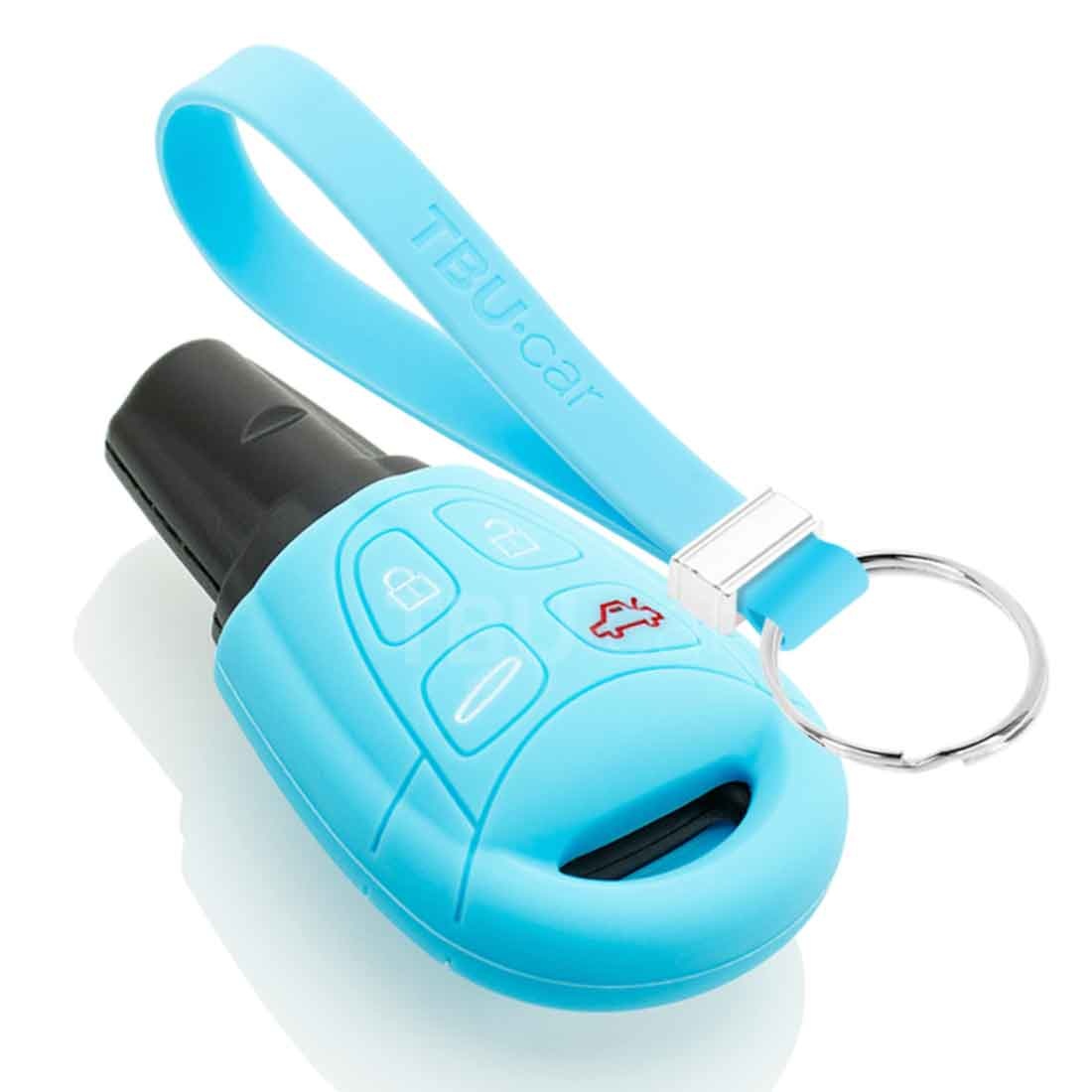 TBU car Saab Capa Silicone Chave do carro - Capa protetora - Tampa remota FOB - Azul claro