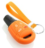 TBU car TBU car Autoschlüssel Hülle kompatibel mit Saab 4 Tasten - Schutzhülle aus Silikon - Auto Schlüsselhülle Cover in Orange