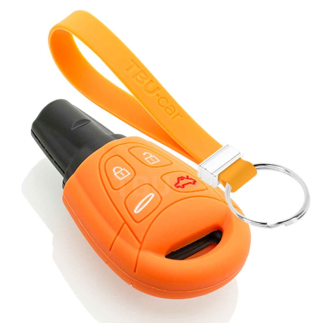 TBU car TBU car Autoschlüssel Hülle kompatibel mit Saab 4 Tasten - Schutzhülle aus Silikon - Auto Schlüsselhülle Cover in Orange