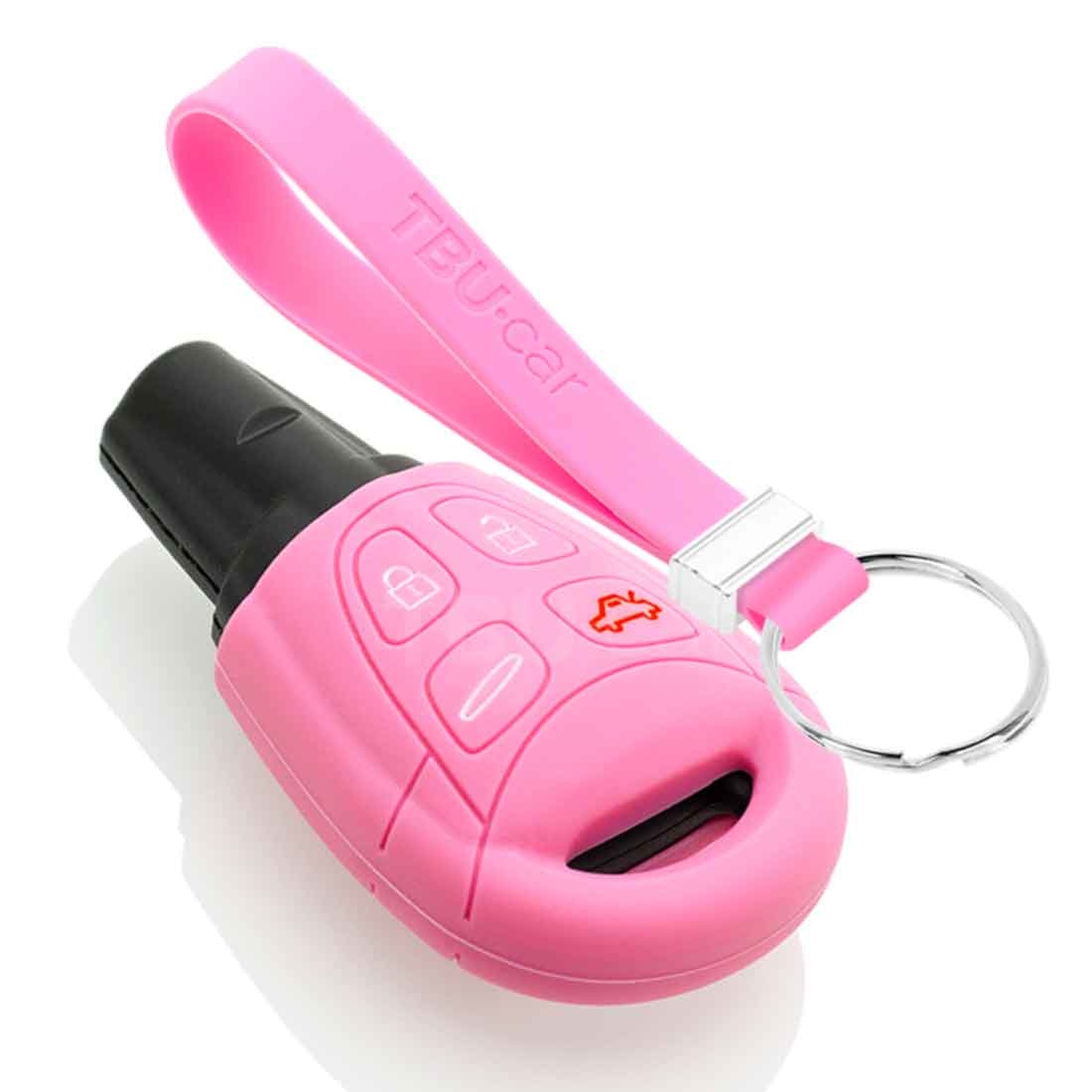 TBU car TBU car Car key cover compatible with Saab - Silicone Protective Remote Key Shell - FOB Case Cover - Pink