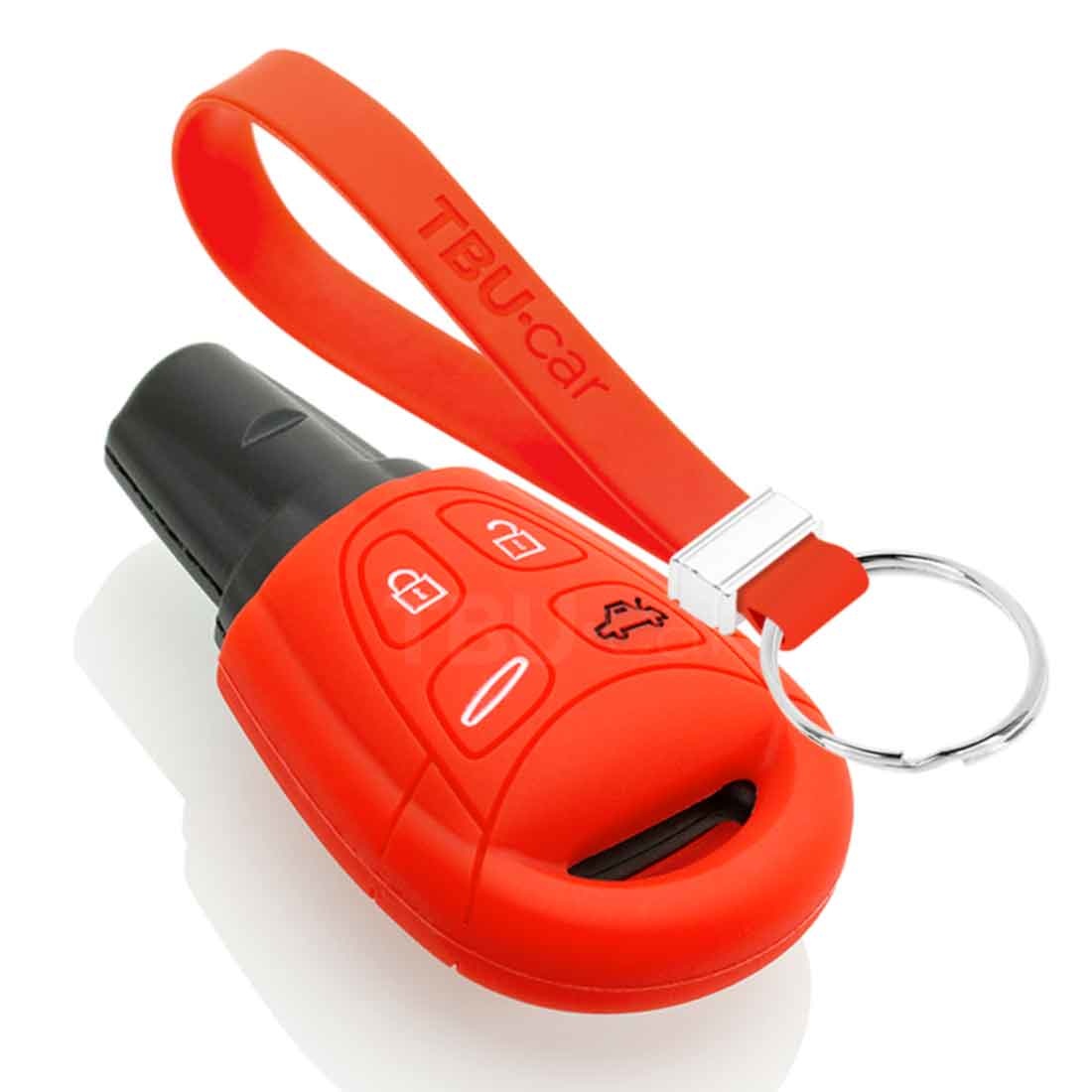 TBU car Saab Capa Silicone Chave do carro - Capa protetora - Tampa remota FOB - Vermelho