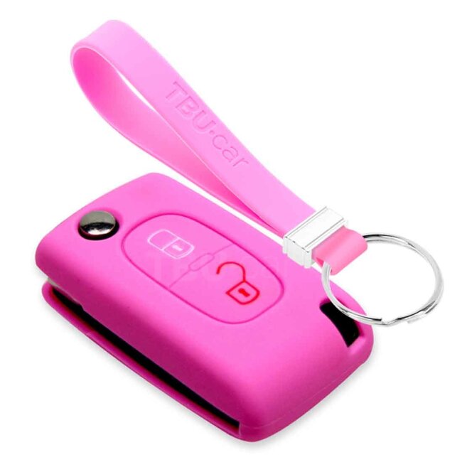 Capa para chave do carro compatível com Citroën - Capa Protetora de Chave Remota de Silicone - Tampa Remota FOB - Rosa
