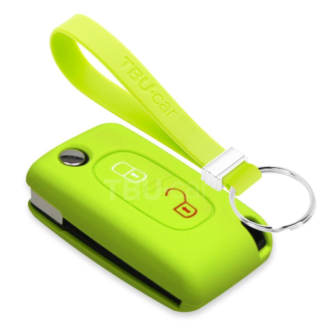 TBU car TBU car Car key cover compatible with Citroën - Silicone Protective Remote Key Shell - FOB Case Cover - Lime green