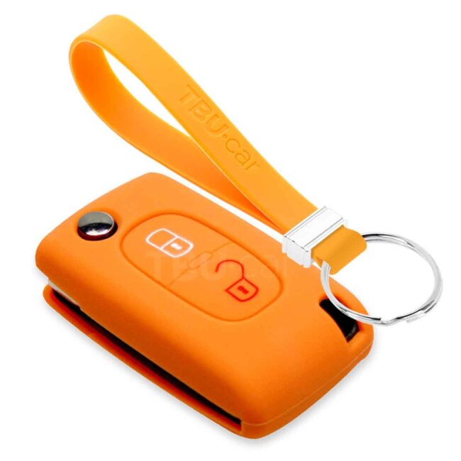 Capa para chave do carro compatível com Citroën - Capa Protetora de Chave Remota de Silicone - Tampa Remota FOB - Laranja