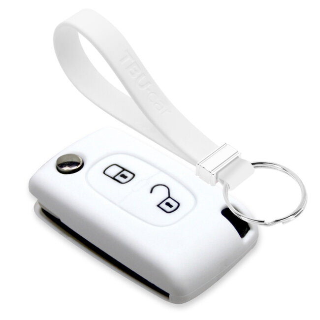 Capa para chave do carro compatível com Citroën - Capa Protetora de Chave Remota de Silicone - Tampa Remota FOB - Branco