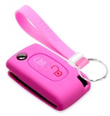 TBU car Peugeot Capa Silicone Chave do carro - Capa protetora - Tampa remota FOB - Rosa