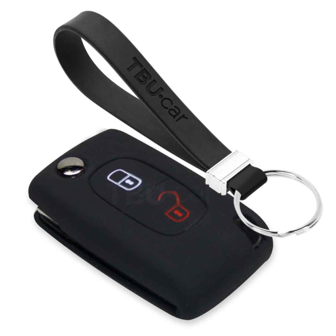 TBU car Peugeot Capa Silicone Chave do carro - Capa protetora - Tampa remota FOB - Preto