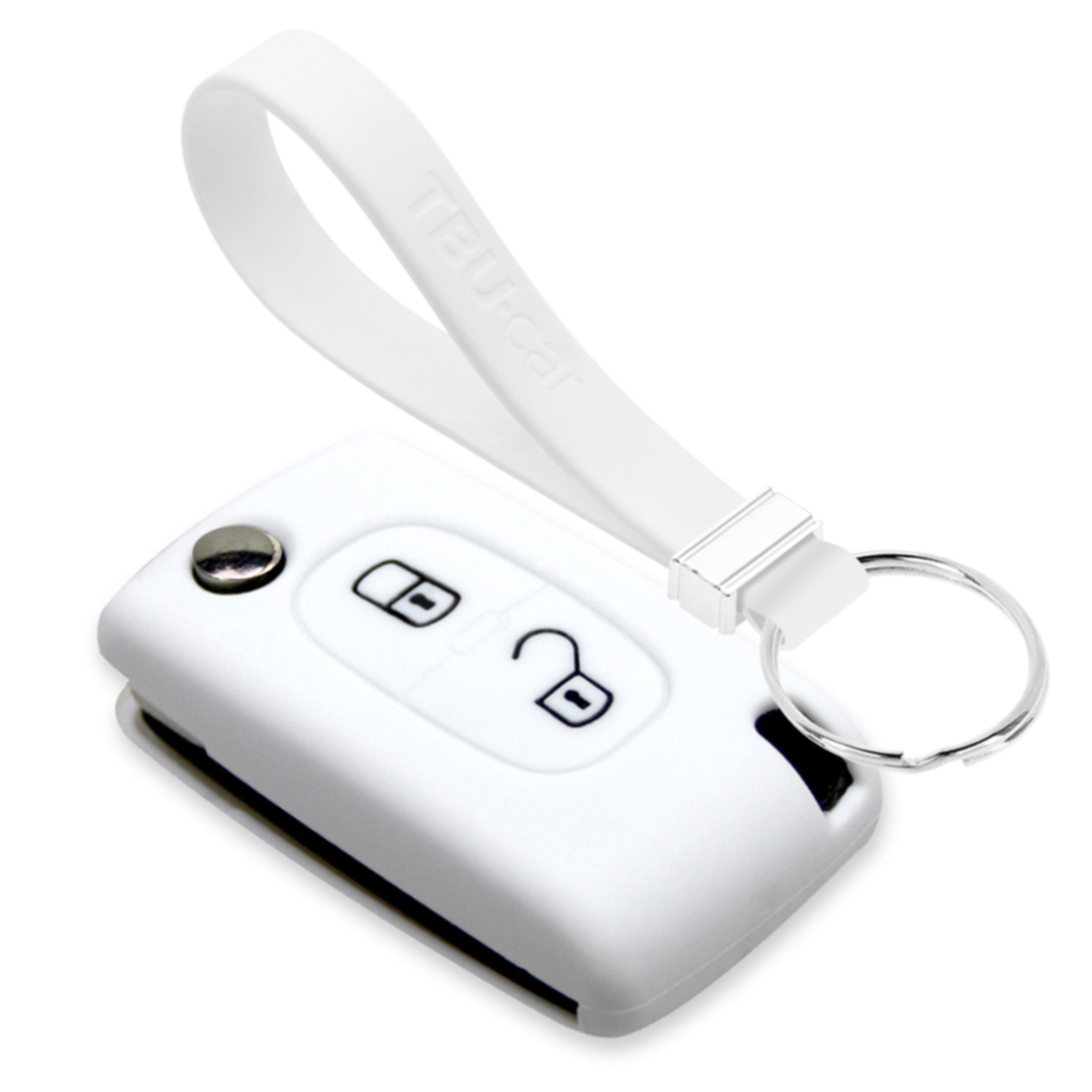 TBU car TBU car Car key cover compatible with Peugeot - Silicone Protective Remote Key Shell - FOB Case Cover - White