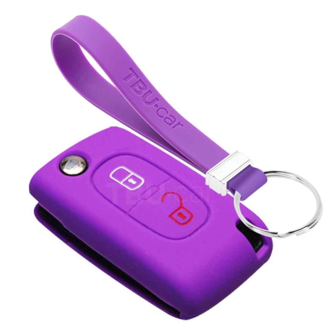 TBU car Peugeot Capa Silicone Chave do carro - Capa protetora - Tampa remota FOB - Roxo