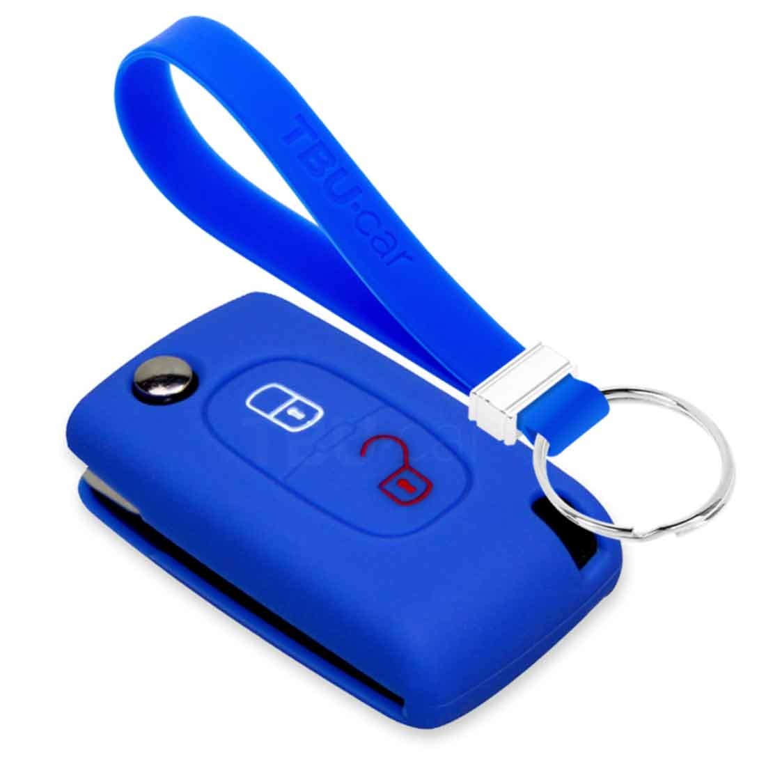 TBU car Peugeot Capa Silicone Chave do carro - Capa protetora - Tampa remota FOB - Azul