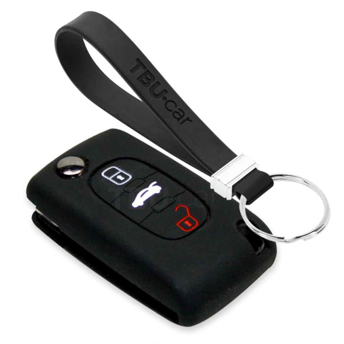 TBU car TBU car Autoschlüssel Hülle kompatibel mit Citroën 3 Tasten - Schutzhülle aus Silikon - Auto Schlüsselhülle Cover in Schwarz