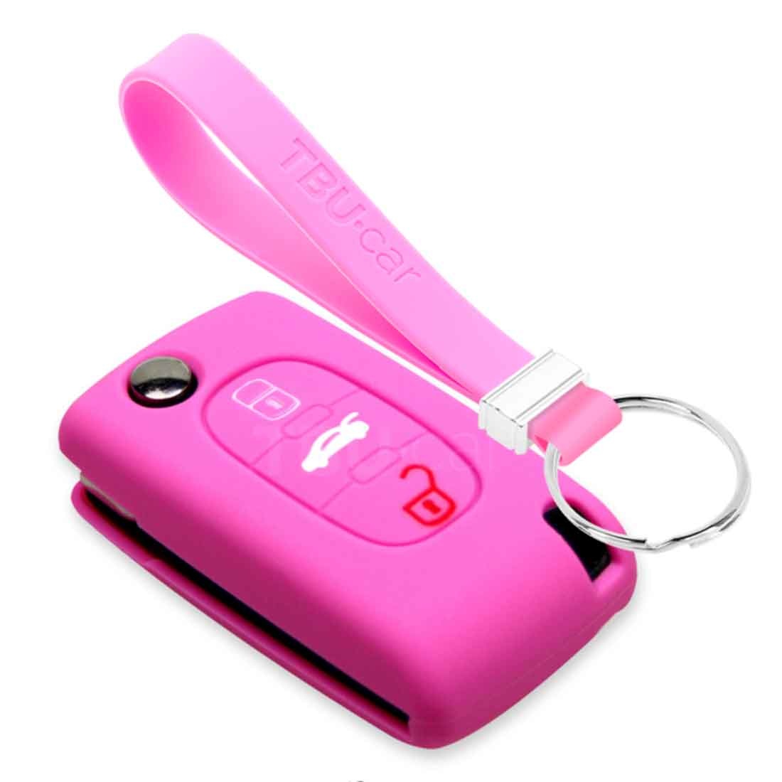 TBU car TBU car Car key cover compatible with Citroën - Silicone Protective Remote Key Shell - FOB Case Cover - Pink