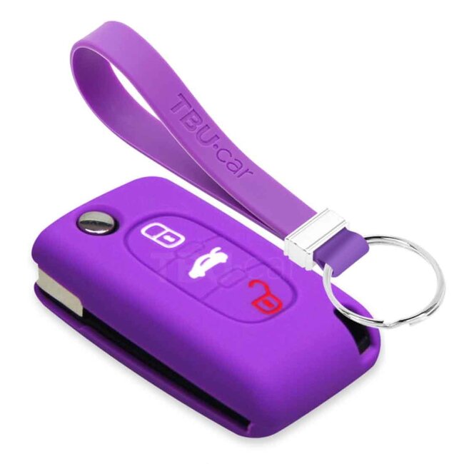 Housse de Protection clé compatible avec Citroën - Coque Cover Housse étui en Silicone - Violet