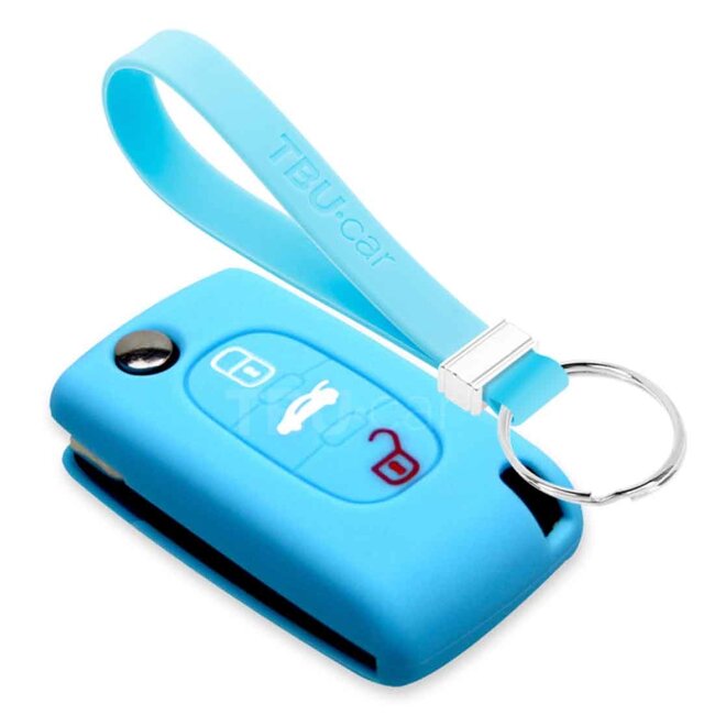 Funda Carcasa llave compatible con Fiat - Funda de Silicona - Cover de Llave Coche - Azul claro