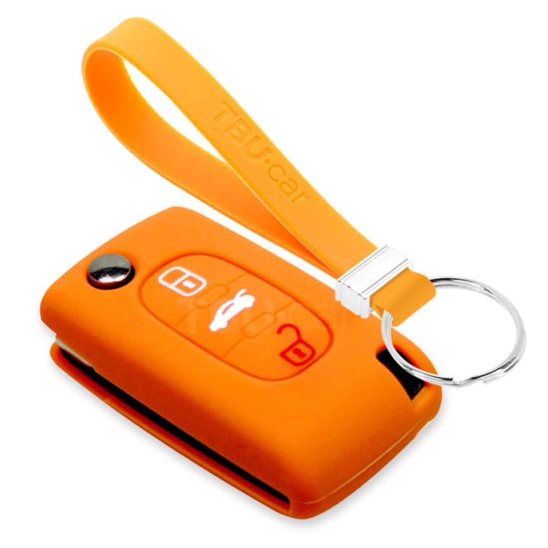 TBU car TBU car Autoschlüssel Hülle kompatibel mit Fiat 3 Tasten - Schutzhülle aus Silikon - Auto Schlüsselhülle Cover in Orange