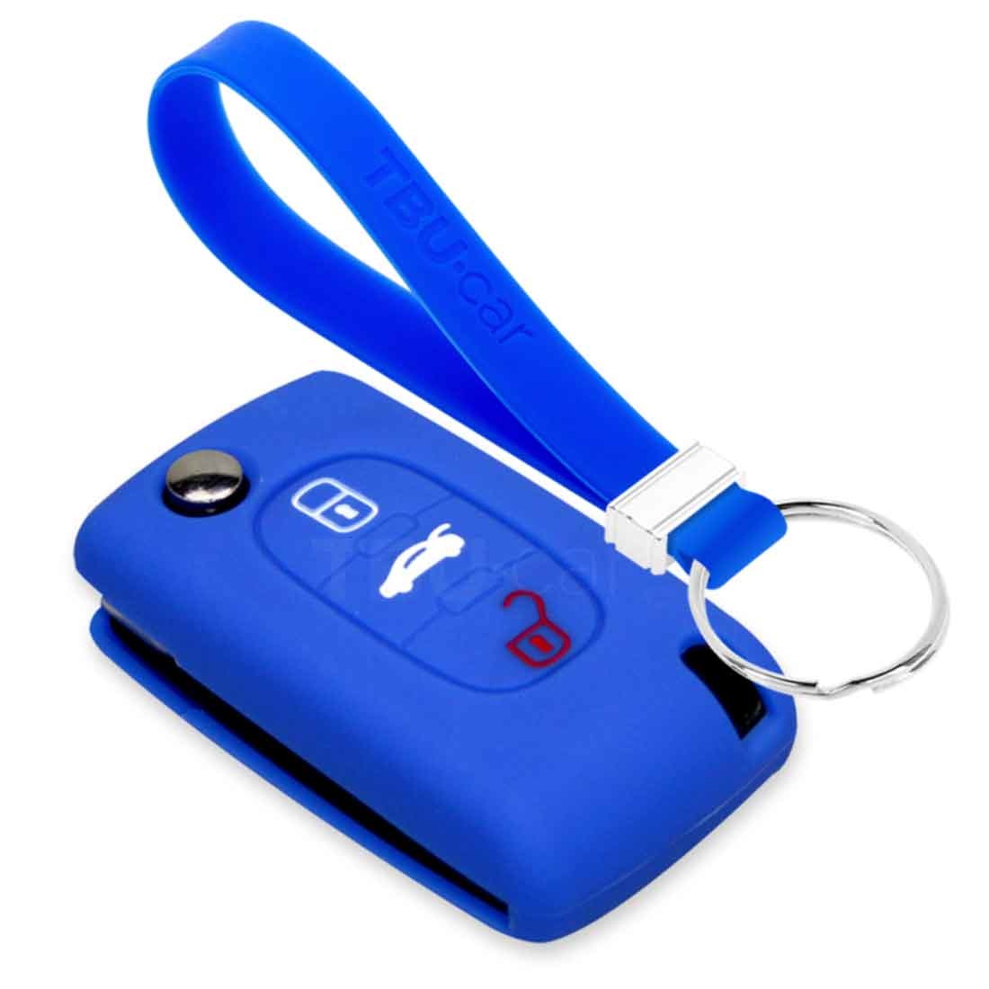 TBU car TBU car Autoschlüssel Hülle kompatibel mit Fiat 3 Tasten - Schutzhülle aus Silikon - Auto Schlüsselhülle Cover in Blau