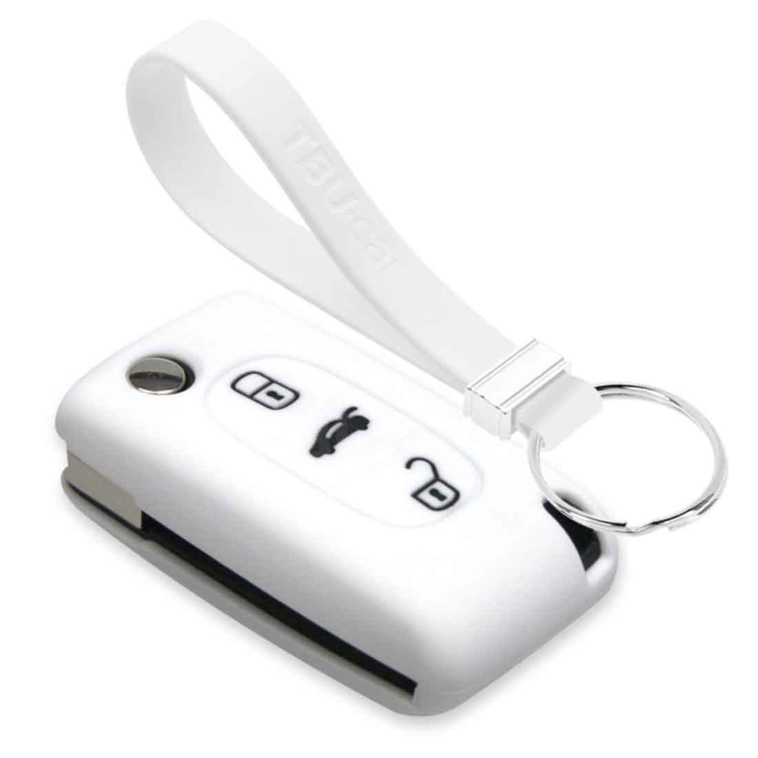 TBU car TBU car Funda Carcasa llave compatible con Fiat - Funda de Silicona - Cover de Llave Coche - Blanco