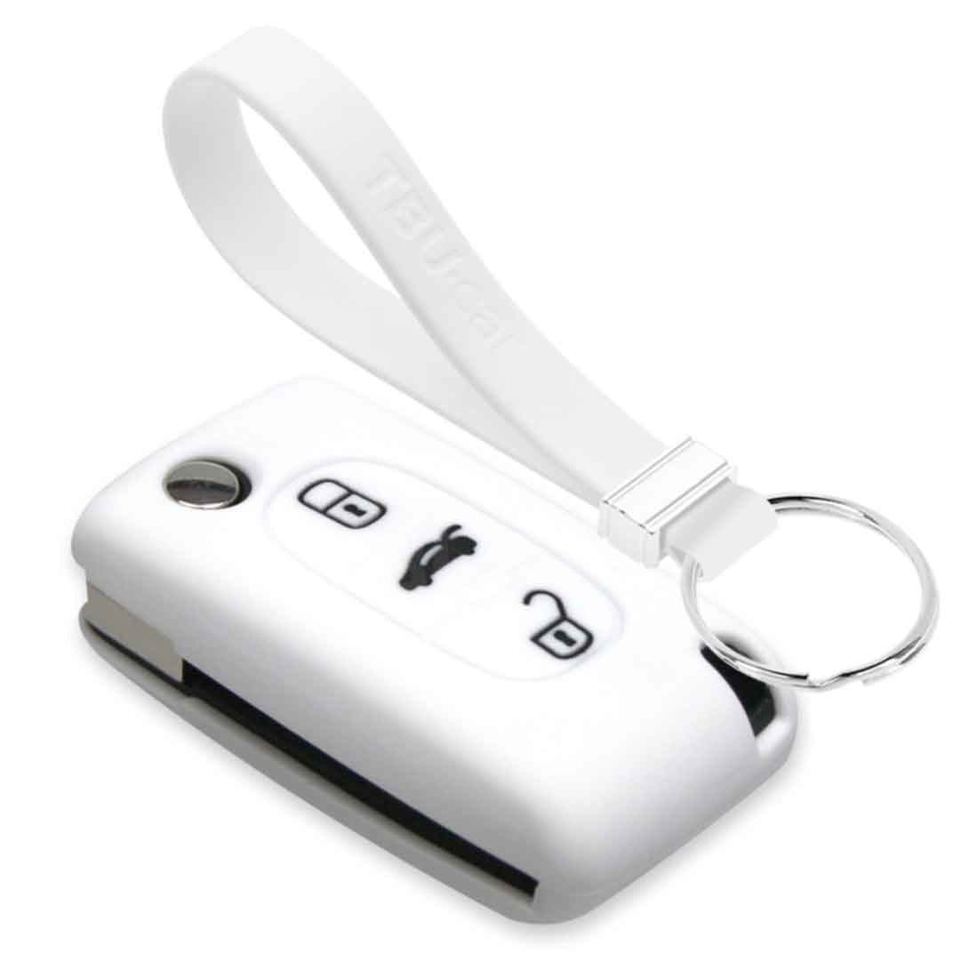 TBU car TBU car Car key cover compatible with Peugeot - Silicone Protective Remote Key Shell - FOB Case Cover - White