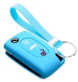 TBU car TBU car Car key cover compatible with Peugeot - Silicone Protective Remote Key Shell - FOB Case Cover - Light Blue