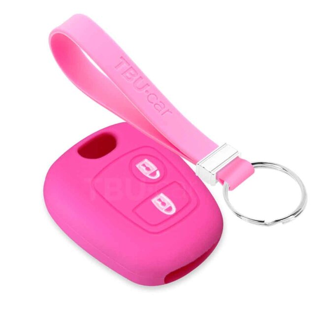 Funda Carcasa llave compatible con Peugeot - Funda de Silicona - Cover de Llave Coche - Rosa