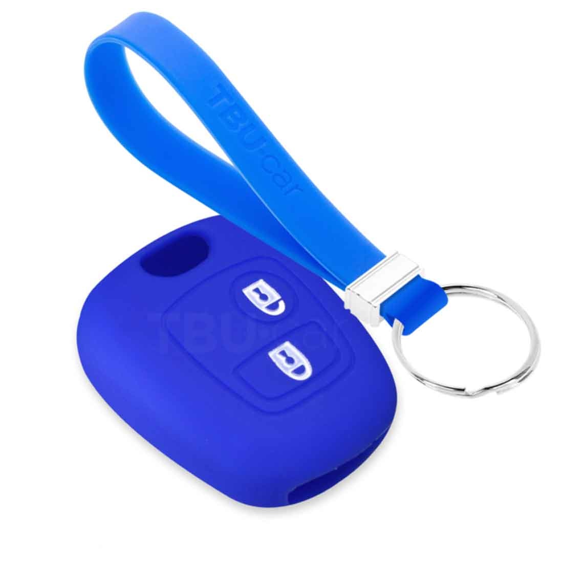 TBU car TBU car Car key cover compatible with Peugeot - Silicone Protective Remote Key Shell - FOB Case Cover - Blue