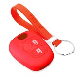 TBU car TBU car Car key cover compatible with Peugeot - Silicone Protective Remote Key Shell - FOB Case Cover - Red