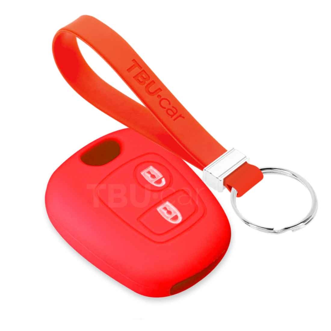 TBU car Peugeot Capa Silicone Chave do carro - Capa protetora - Tampa remota FOB - Vermelho