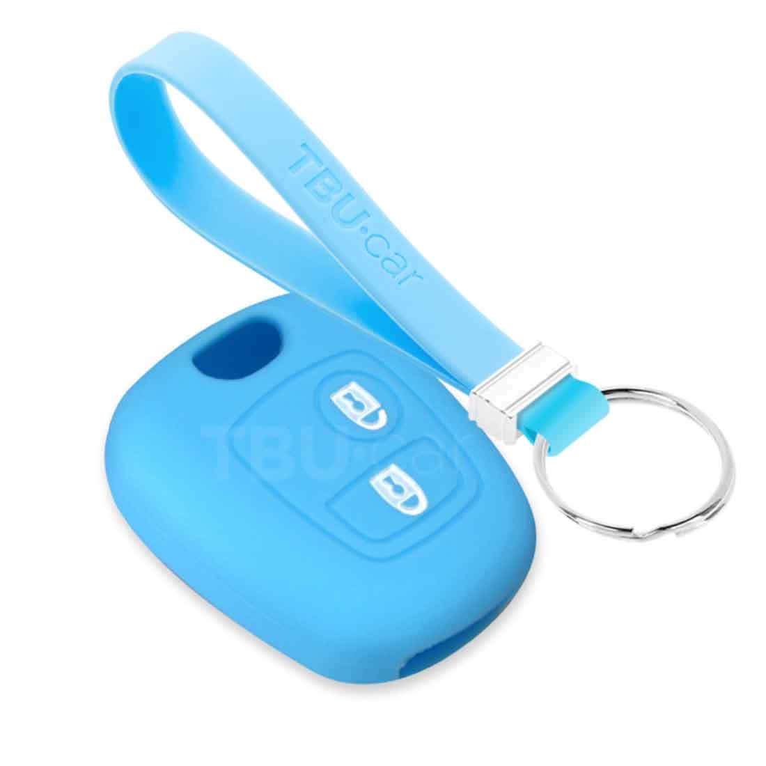 TBU car Peugeot Capa Silicone Chave do carro - Capa protetora - Tampa remota FOB - Azul claro