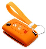 TBU car TBU car Autoschlüssel Hülle kompatibel mit Citroën 3 Tasten (Licht Taste) - Schutzhülle aus Silikon - Auto Schlüsselhülle Cover in Orange