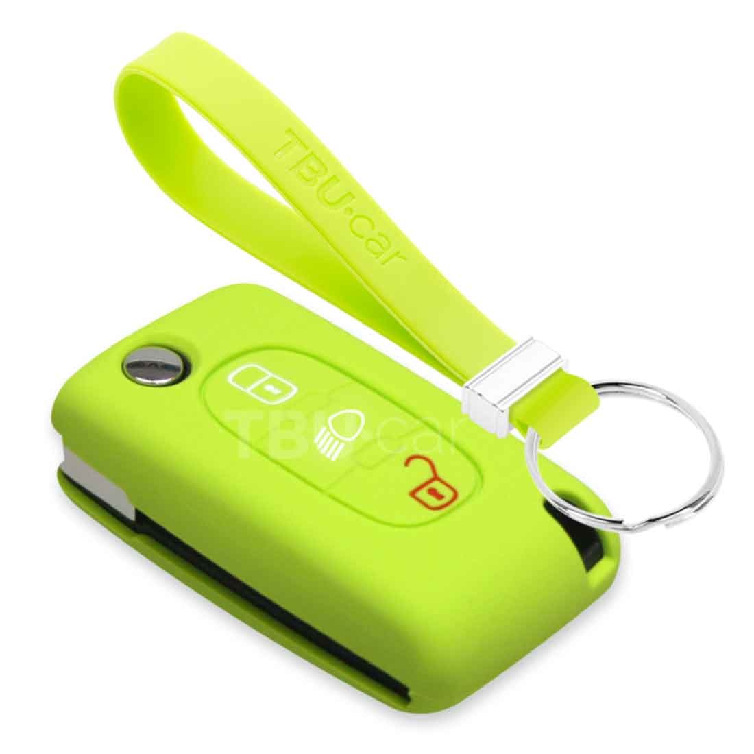 TBU car TBU car Car key cover compatible with Citroën - Silicone Protective Remote Key Shell - FOB Case Cover - Lime green