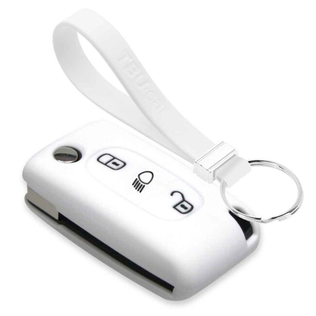 Capa para chave do carro compatível com Citroën - Capa Protetora de Chave Remota de Silicone - Tampa Remota FOB - Branco