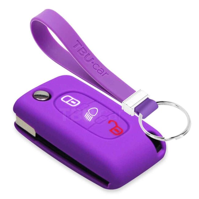Capa para chave do carro compatível com Citroën - Capa Protetora de Chave Remota de Silicone - Tampa Remota FOB - Roxo