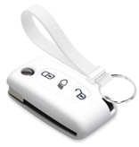 TBU car TBU car Autoschlüssel Hülle kompatibel mit Peugeot 3 Tasten (Licht Taste) - Schutzhülle aus Silikon - Auto Schlüsselhülle Cover in Weiß