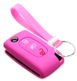 TBU car TBU car Car key cover compatible with Peugeot - Silicone Protective Remote Key Shell - FOB Case Cover - Pink