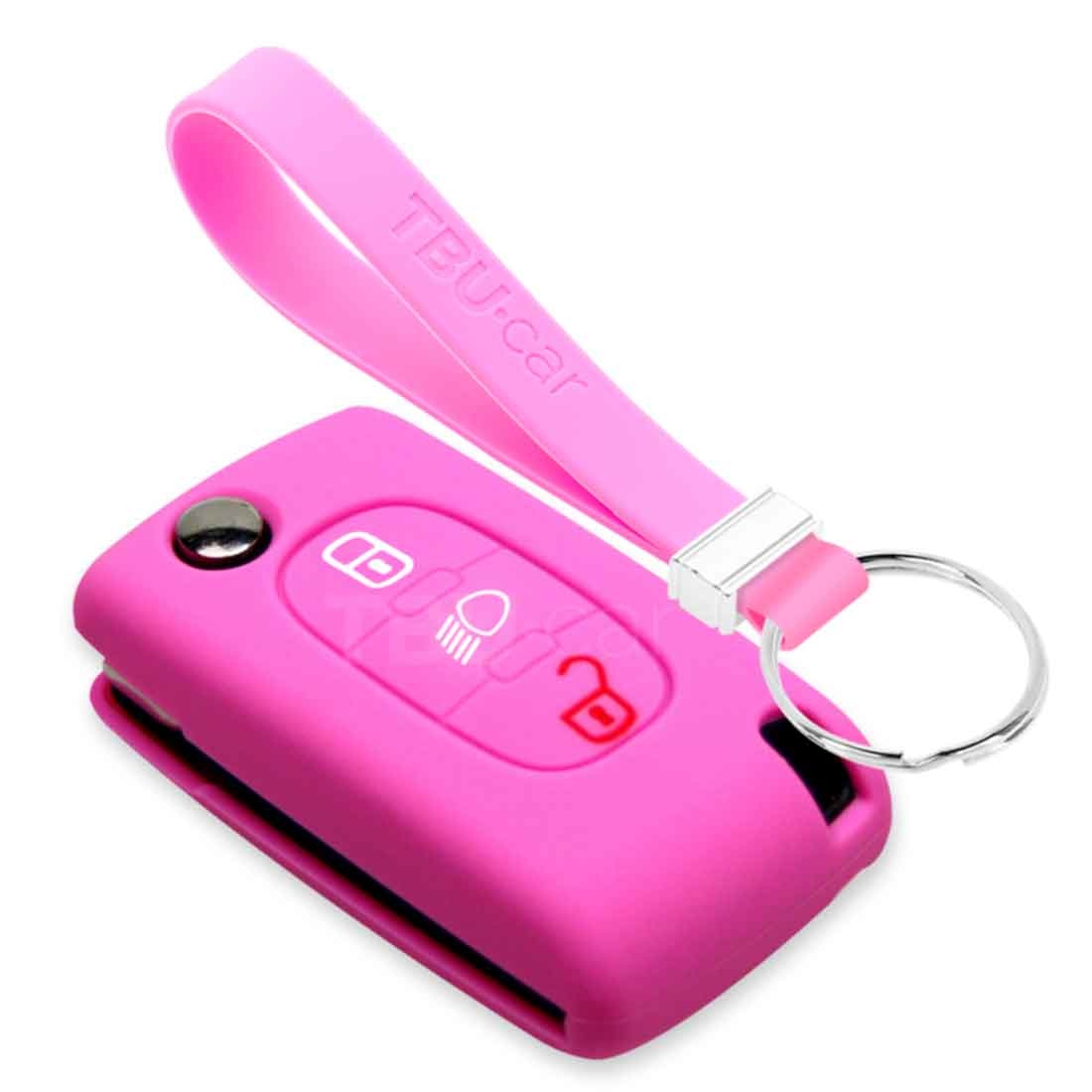 TBU car TBU car Funda Carcasa llave compatible con Peugeot - Funda de Silicona - Cover de Llave Coche - Rosa