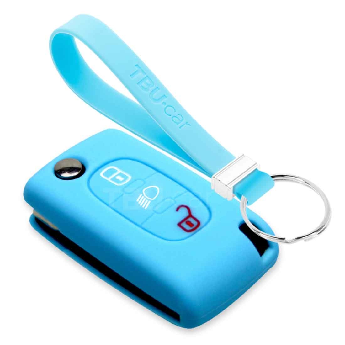 TBU car TBU car Housse de Protection clé compatible avec Peugeot - Coque Cover Housse étui en Silicone - Bleu clair