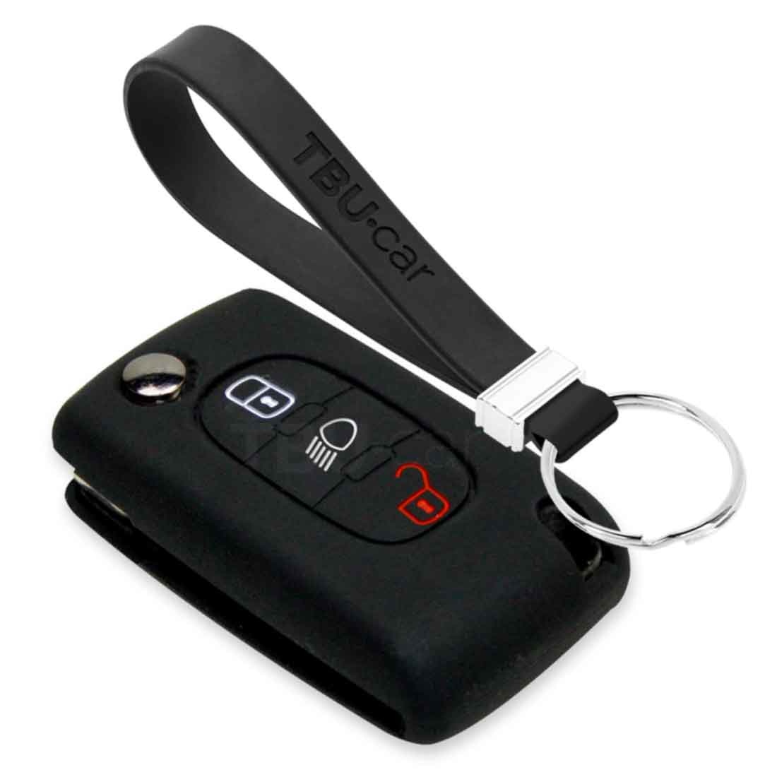 TBU car TBU car Car key cover compatible with Peugeot - Silicone Protective Remote Key Shell - FOB Case Cover - Black