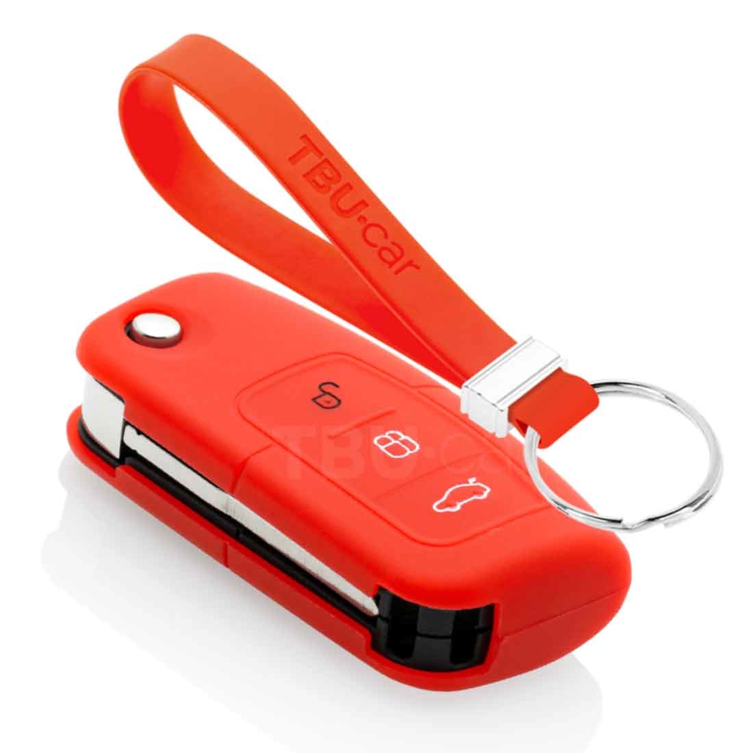 TBU car TBU car Funda Carcasa llave compatible con Ford - Funda de Silicona - Cover de Llave Coche - Rojo