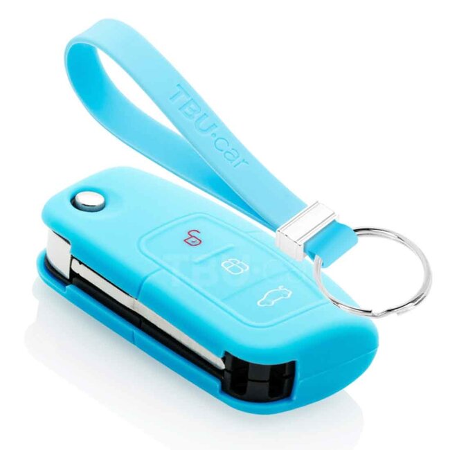 Capa para chave do carro compatível com Ford - Capa Protetora de Chave Remota de Silicone - Tampa Remota FOB - Azul claro
